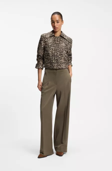 Regular-fit blazer in a leopard cotton blend