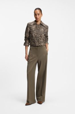Regular-fit blazer in a leopard cotton blend, Patterned