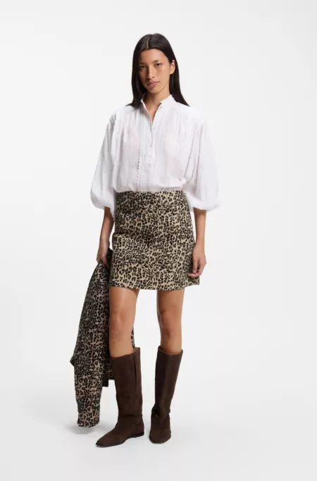 Leopard-jacquard mini skirt with hidden zipper