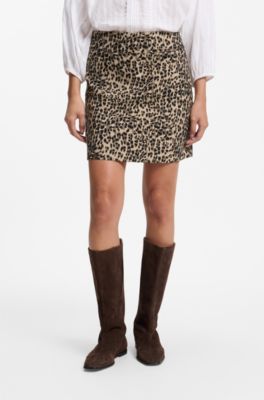 Minifalda en jacquard de leopardo con cremallera oculta, Fantas&iacute;a