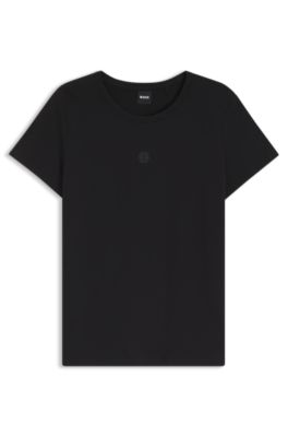 Camiseta regular fit de algod&oacute;n mercerizado, Negro