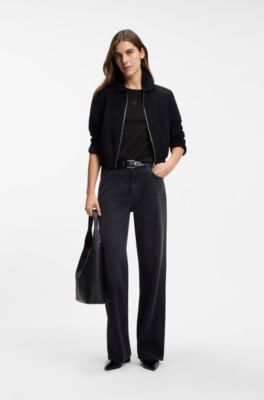 Mercerised-cotton T-shirt in a regular fit, Black