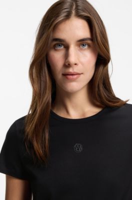 Camiseta regular fit de algod&oacute;n mercerizado, Negro