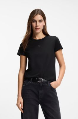 Camiseta regular fit de algod&oacute;n mercerizado, Negro