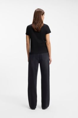 Camiseta regular fit de algod&oacute;n mercerizado, Negro