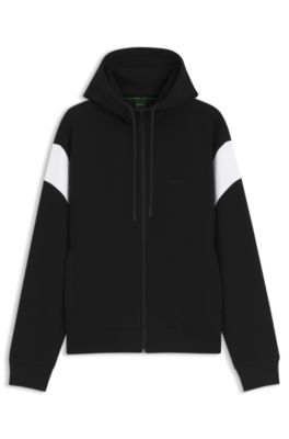 Sudadera regular fit en piqu&eacute; con cremallera, Negro