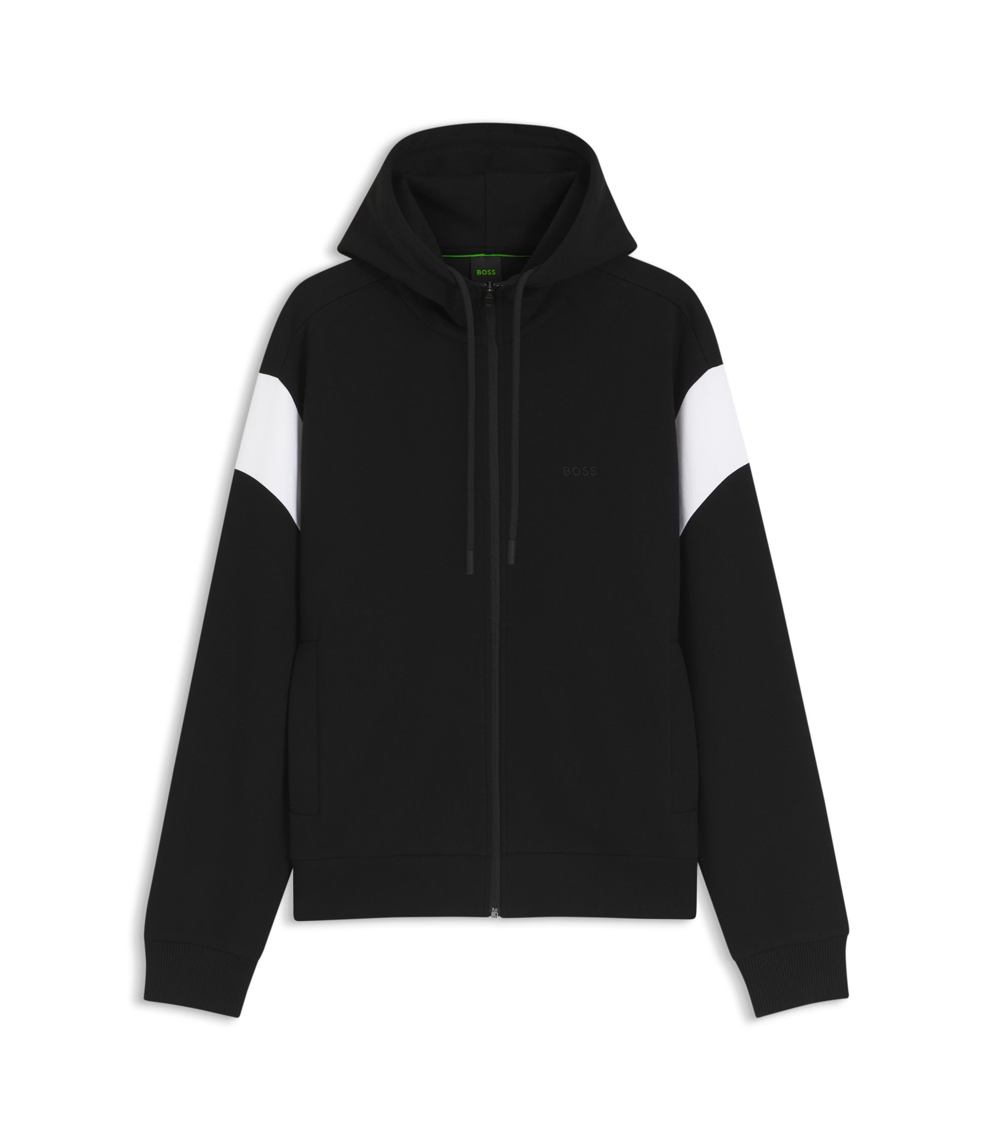 BOSS - Regular-fit zip-up sweatshirt in spacer pique - Black