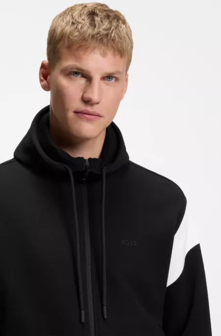Regular-fit zip-up sweatshirt in spacer pique