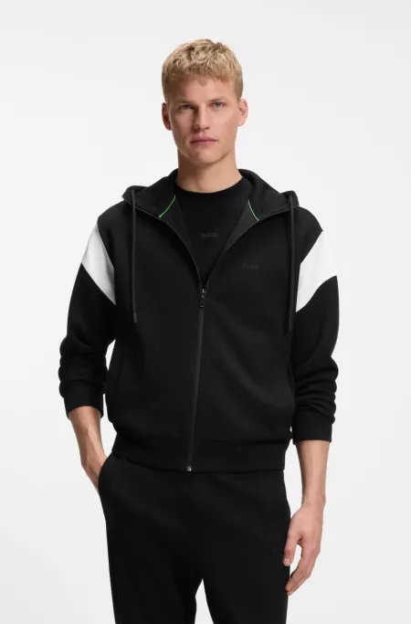 Regular-fit zip-up sweatshirt in spacer pique