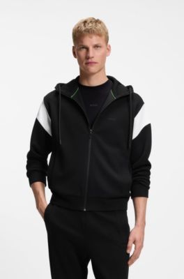 Regular-fit zip-up sweatshirt in spacer pique, Black