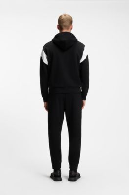 Sudadera regular fit en piqu&eacute; con cremallera, Negro