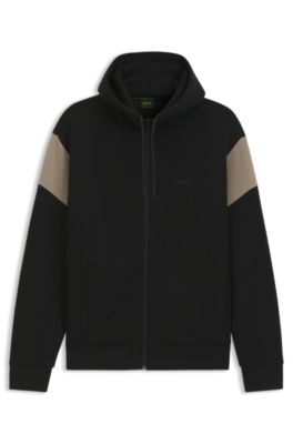 Sudadera regular fit en piqu&eacute; con cremallera, Negro