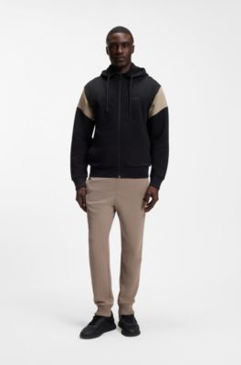 Sudadera regular fit en piqu&eacute; con cremallera, Negro