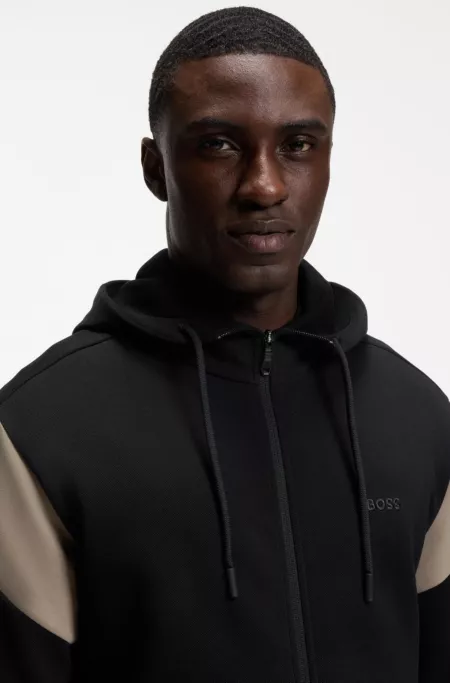 Regular-fit zip-up sweatshirt in spacer pique