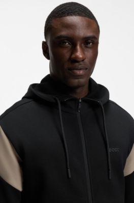 Sudadera regular fit en piqu&eacute; con cremallera, Negro