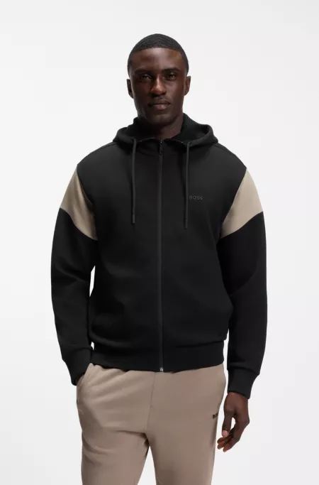 Regular-fit zip-up sweatshirt in spacer pique