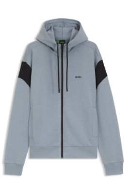 Regular-fit zip-up sweatshirt in spacer pique, Dark Grey