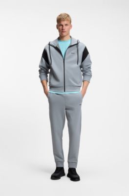 Regular-fit zip-up sweatshirt in spacer pique, Dark Grey