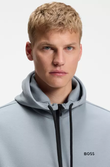 Regular-fit zip-up sweatshirt in spacer pique