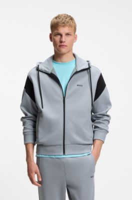 Regular-fit zip-up sweatshirt in spacer pique, Dark Grey