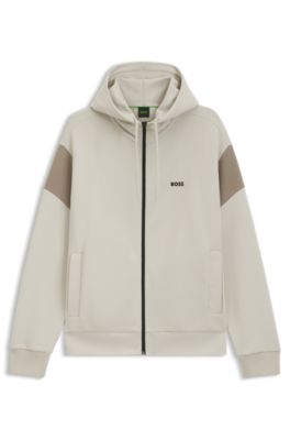 Sudadera regular fit en piqu&eacute; con cremallera, Beige claro