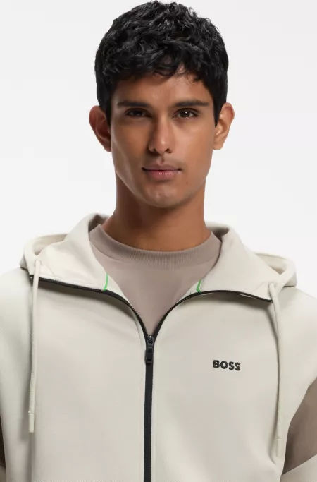 Regular-fit zip-up sweatshirt in spacer pique