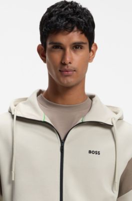 Sudadera regular fit en piqu&eacute; con cremallera, Beige claro