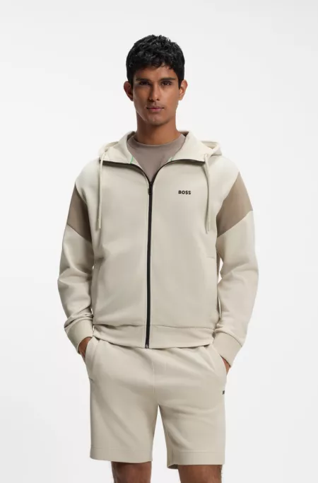 Regular-fit zip-up sweatshirt in spacer pique