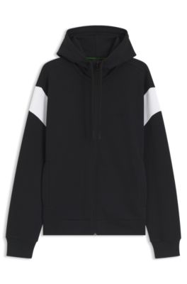 Regular-fit zip-up sweatshirt in spacer pique, Dark Blue