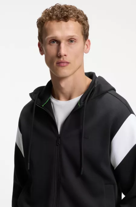 Regular-fit zip-up sweatshirt in spacer pique