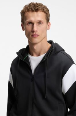 Regular-fit zip-up sweatshirt in spacer pique, Dark Blue