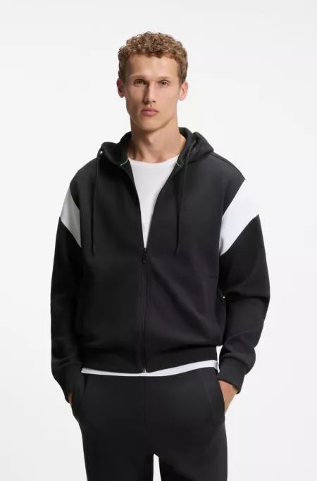 Regular-fit zip-up sweatshirt in spacer pique