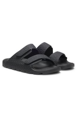 Monogram sandals with riptape straps, Black