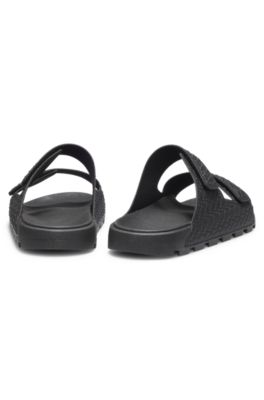 Monogram sandals with riptape straps, Black