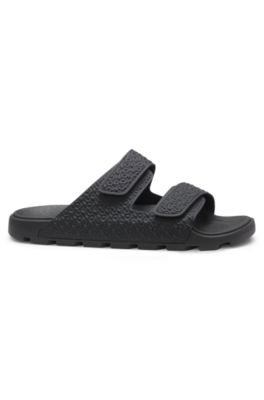Monogram sandals with riptape straps, Black