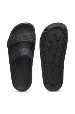 Sandalias con monograma y tiras de cierre por contacto, Negro