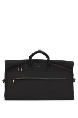 Garment bag with leather trims, Black