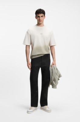 Regular-fit pants in stretch-cotton canvas, Black