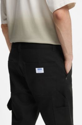 Regular-fit pants in stretch-cotton canvas, Black