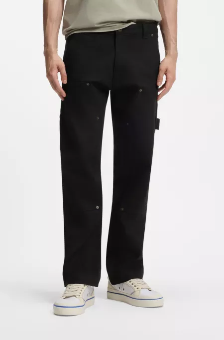 Regular-fit pants in stretch-cotton canvas