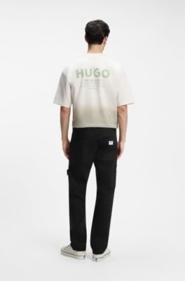 Regular-fit pants in stretch-cotton canvas, Black