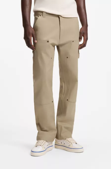 Regular-fit pants in stretch-cotton canvas