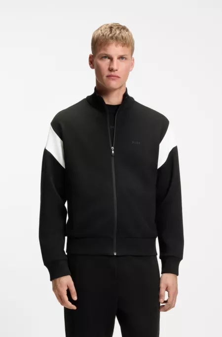 Zippered cotton-blend sweatshirt with contrast inserts