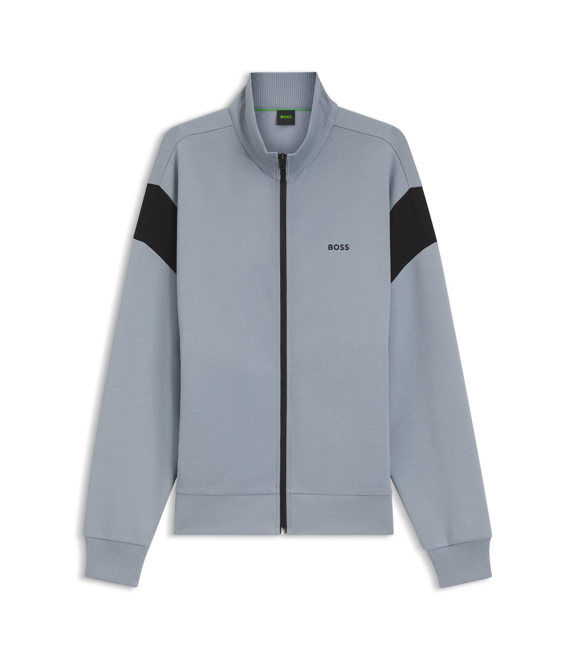 BOSS - Zippered cotton-blend sweatshirt with contrast inserts