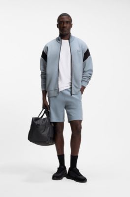 Sudadera de algod&oacute;n con cremallera y apliques en contraste, Gris oscuro