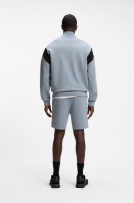 Sudadera de algod&oacute;n con cremallera y apliques en contraste, Gris oscuro