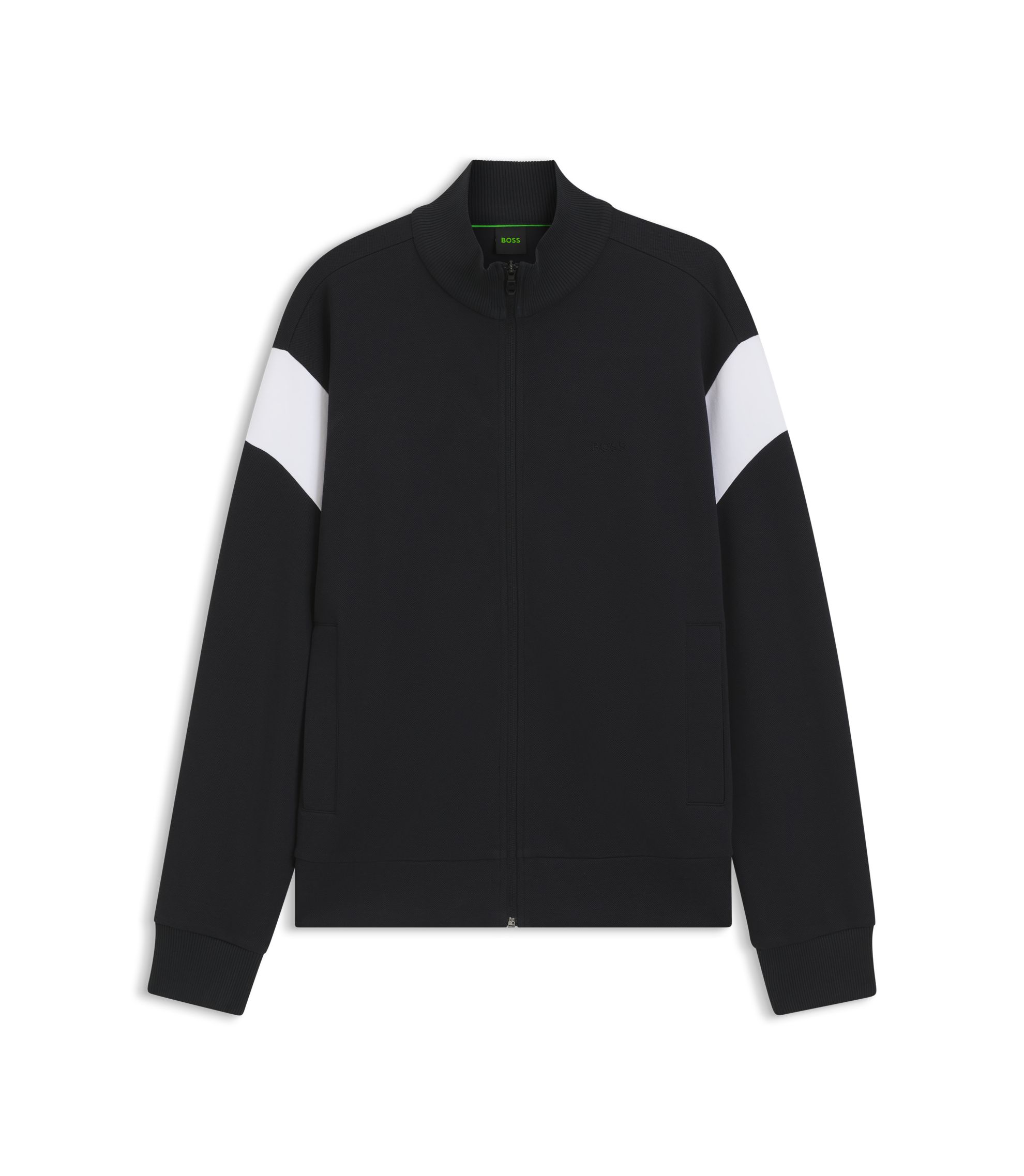BOSS - Zippered cotton-blend sweatshirt with contrast inserts