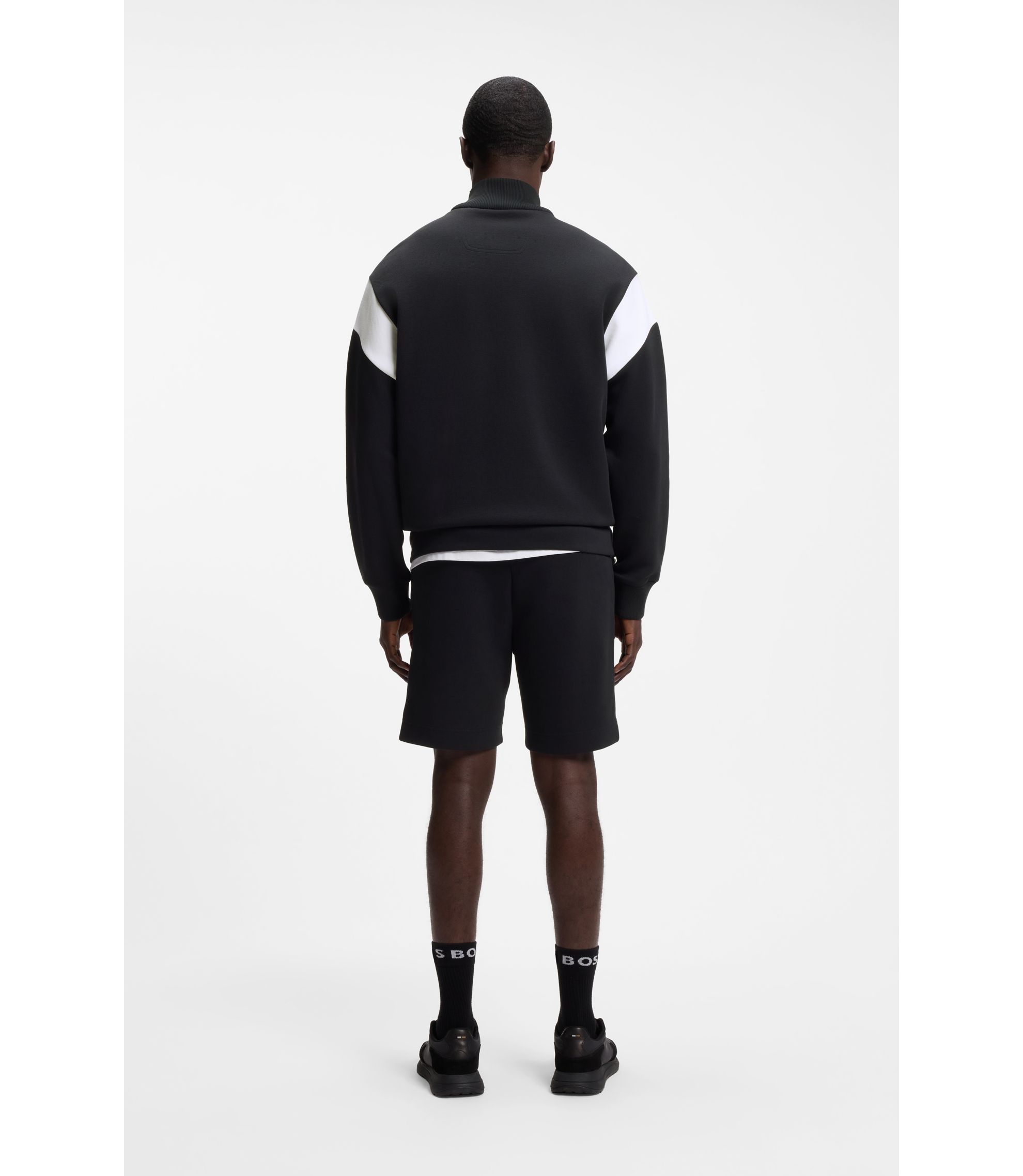 小物 BOSS BOSS - Zippered cotton-blend sweatshirt with contrast inserts