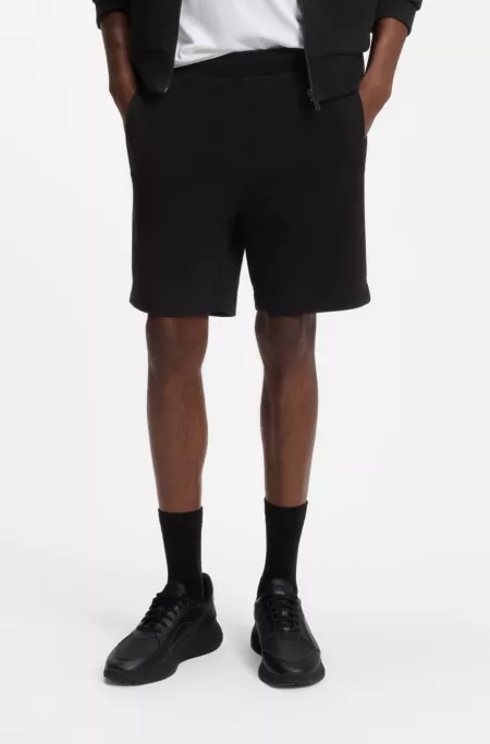Logo-embroidered shorts in cotton-blend pique jersey