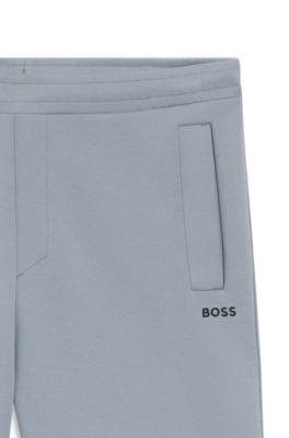 Logo-embroidered shorts in cotton-blend pique jersey, Dark Grey